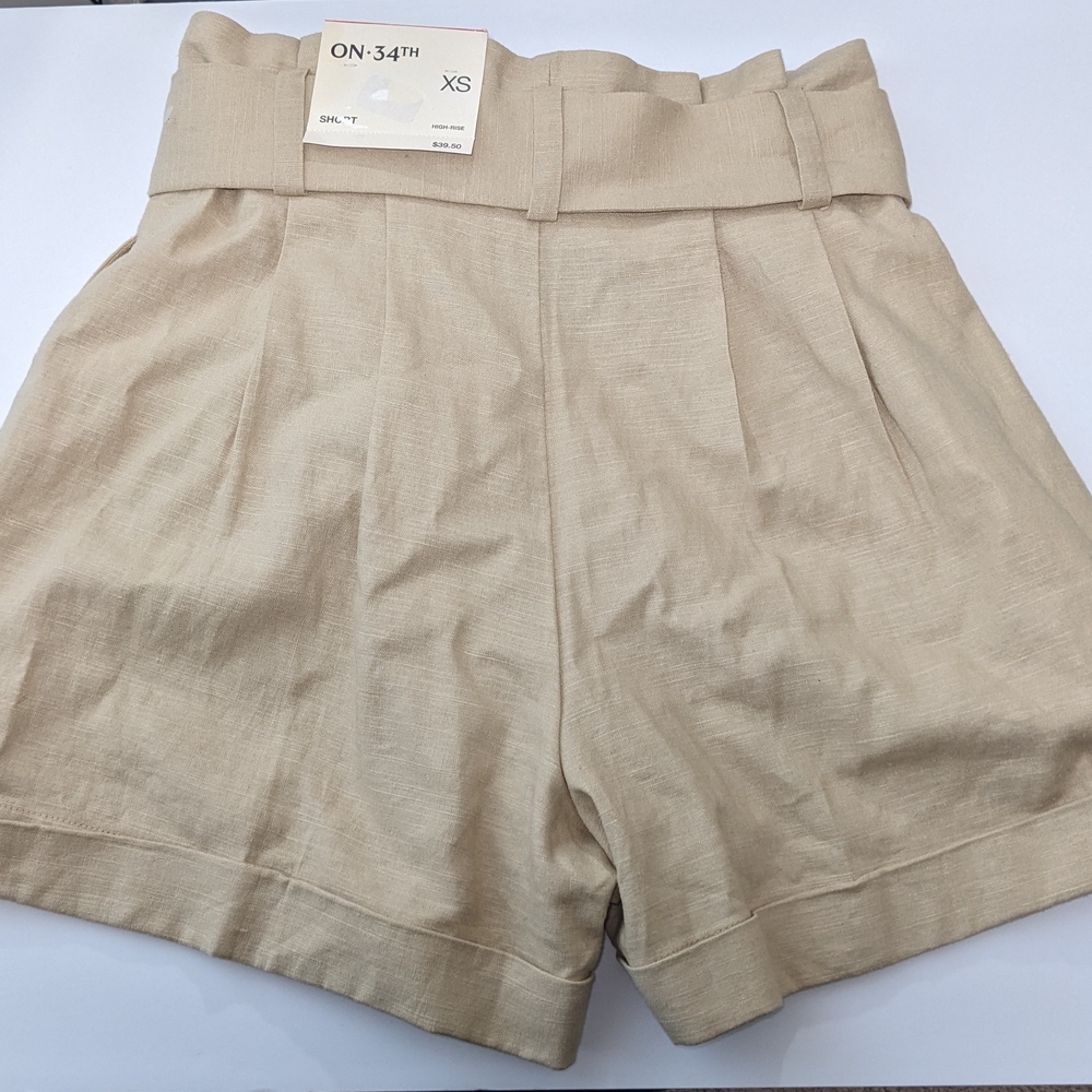Women's Tan Paperbag Shorts - Picture 4 of 4